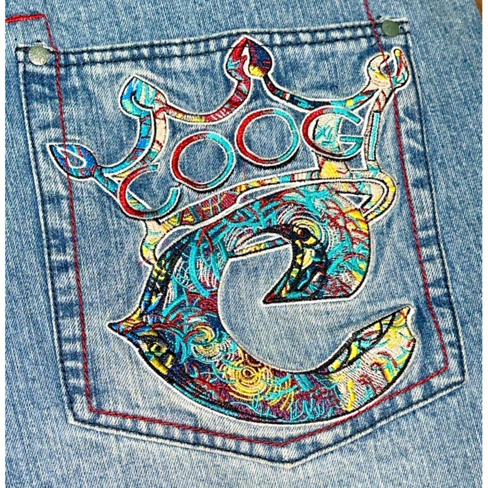 Coogi Women Embroidered Faded Wash- ‎ Wide Leg Straight Jean READ -(28-4)